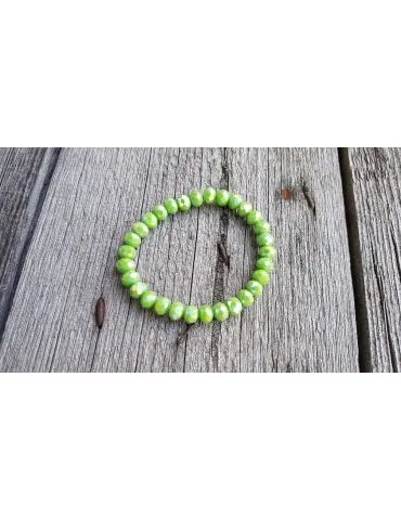 Armband Kristallarmband Perlen grün 7 mm Glitzer Schimmer elastisch