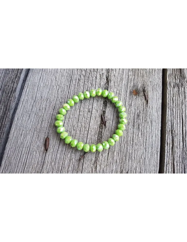 Armband Kristallarmband Perlen grün 7 mm Glitzer Schimmer elastisch
