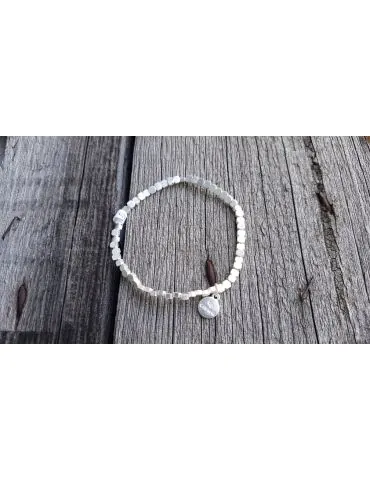 Giuno Damen Modeschmuck Armband kleine Würfel Elastisch silberfarben matt Kunststoff Metall Onesize ACE 187 03