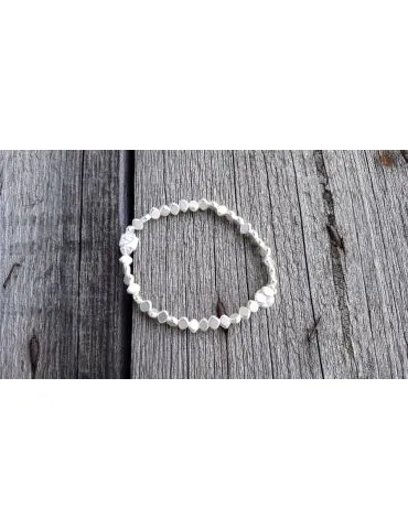 Giuno Damen Modeschmuck Armband kleine Rauten Elastisch silberfarben matt Kunststoff Metall Onesize ACE 191 03