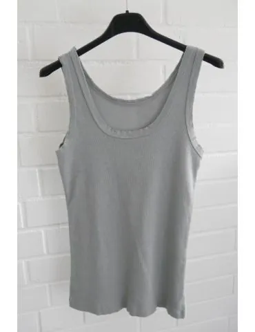 Damen Rippen Top Shirt hellgrau mit Baumwolle offene Stoffkanten Onesize 36 - 42 A1608