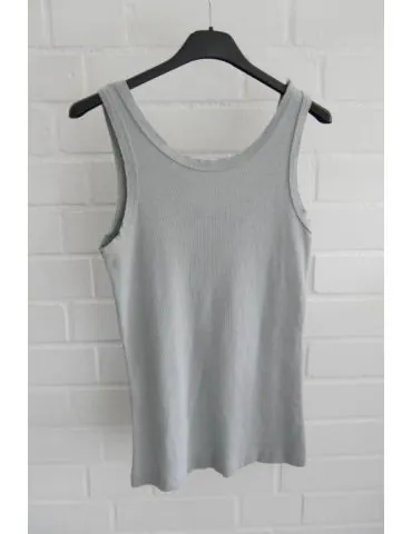 Damen Rippen Top Shirt hellgrau mit Baumwolle offene Stoffkanten Onesize 36 - 42 A1608