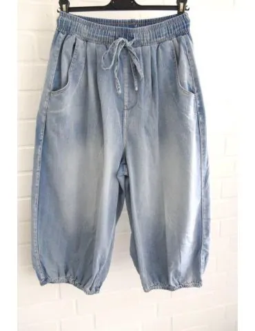 Sexy Woman Coole Baggy Pumphose Jeans Capri blau verwaschen H8130