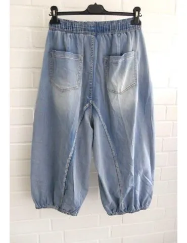 Sexy Woman Coole Baggy Pumphose Jeans Capri blau verwaschen H8130