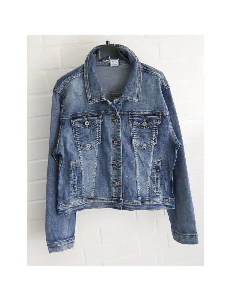 ORMI Jeansjacke Damen Jacke Jeans blau mit Baumwolle und Abrieb