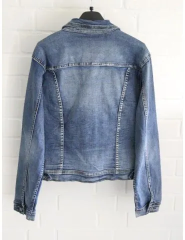 ORMI Jeansjacke Damen Jacke Jeans blau mit Baumwolle und Abrieb