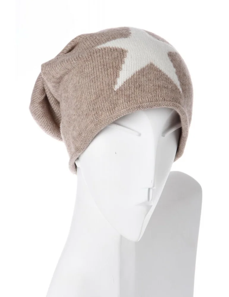 Zwillingsherz Beanie Mütze Sternlein sand creme Stern mit Kaschmir