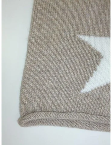 Zwillingsherz Beanie Mütze Sternlein sand creme Stern mit Kaschmir