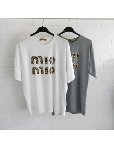 Damen kurzarm Shirt "MIO MIO" creme braun schwarz bunt Leo Baumwolle Onesize ca. 38 - 42 G6030