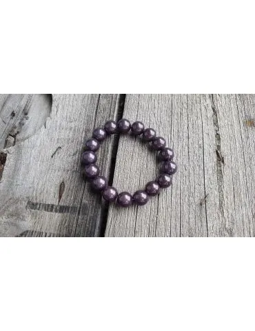 Damen Perlen Armband anthrazit 1cm Glitzer Schimmer elastisch 13877