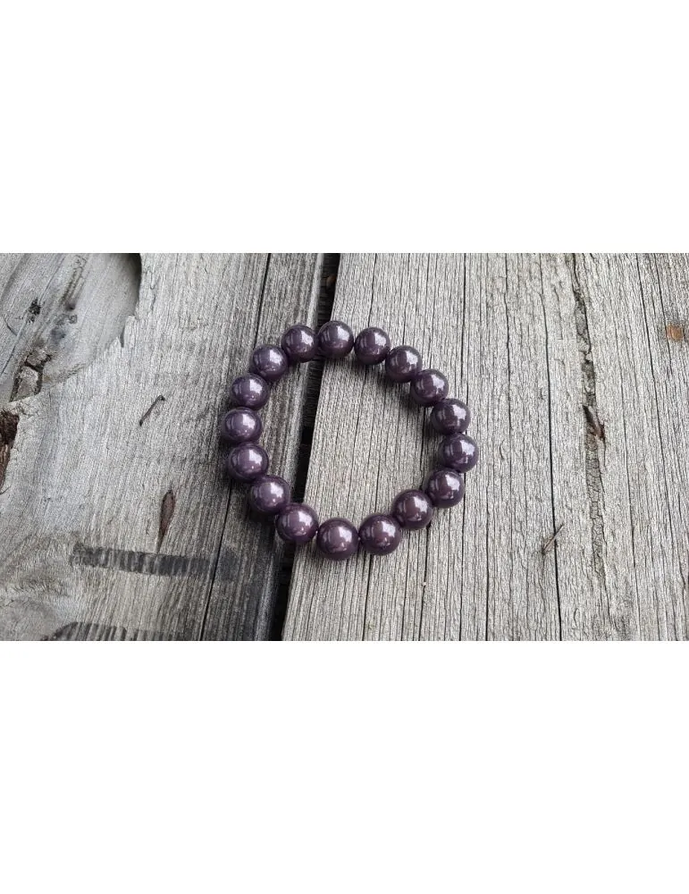 Damen Perlen Armband anthrazit 1cm Glitzer Schimmer elastisch 13877