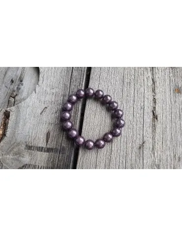 Damen Perlen Armband anthrazit 1 cm Glitzer Schimmer elastisch 13877