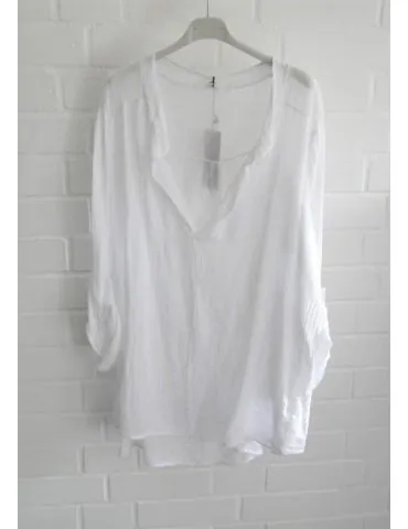 Leichte Damen Bluse langarm durchsichtig weiß white Baumwolle Onesize 38 - 44 766500