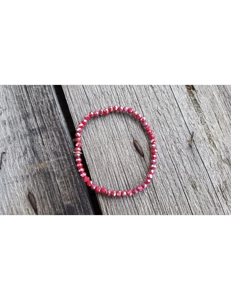 Bijoux Armband Kristallarmband Perlen weinrot silber klein Glitzer Schimmer elastisch 13885