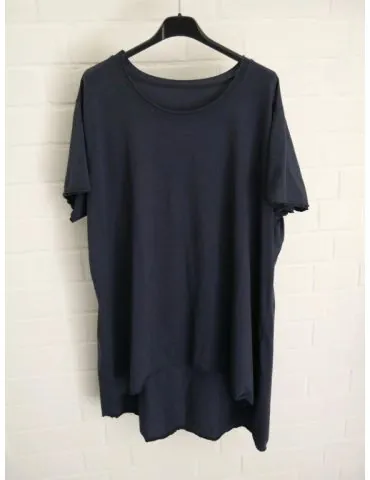 Damen Shirt A-Form kurzarm dunkelblau Baumwolle Onesize ca. 38 - 46 6036