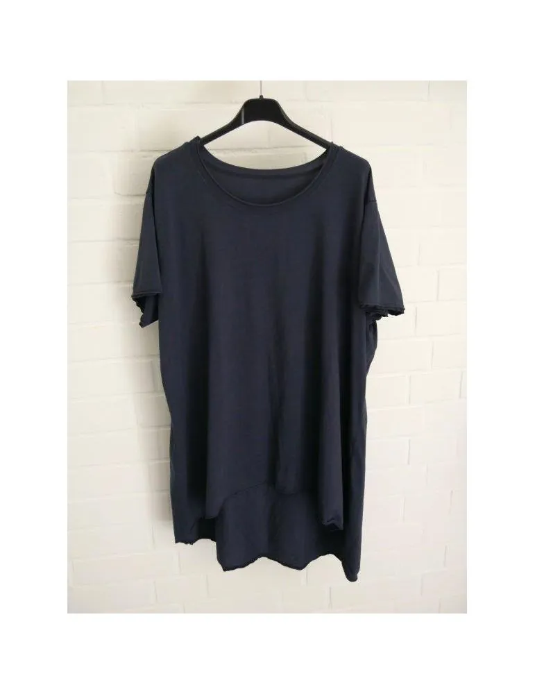 Damen Shirt A-Form kurzarm dunkelblau Baumwolle Onesize ca. 38 - 46 6036