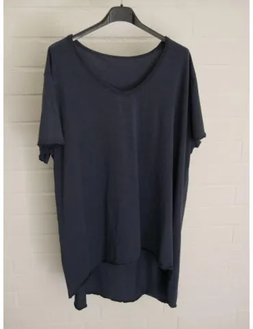 Damen Shirt A-Form kurzarm dunkelblau V-Ausschnitt Baumwolle Onesize 38 - 46 6561 KA