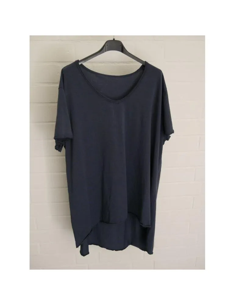 Damen Shirt A-Form kurzarm dunkelblau V-Ausschnitt Baumwolle Onesize 38 - 46 6561 KA