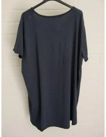 Damen Shirt A-Form kurzarm dunkelblau V-Ausschnitt Baumwolle Onesize 38 - 46 6561 KA