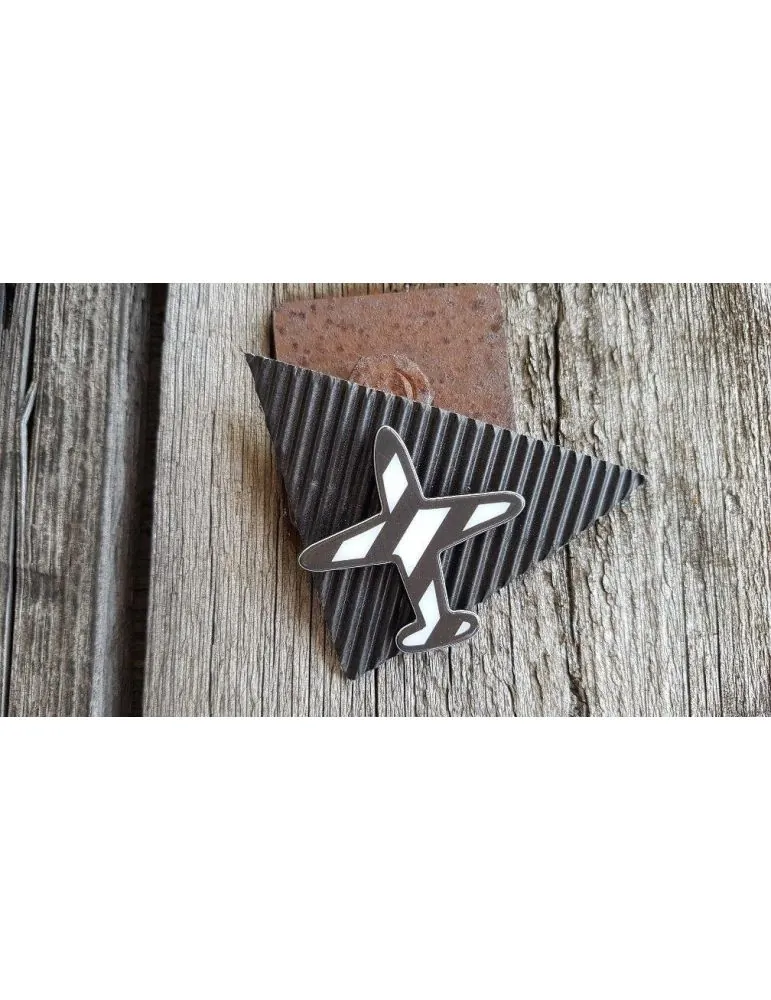 Ansteckpin Brosche Damen Kinder Flugzeug schwarz weiß Metall Kunststoff 382556