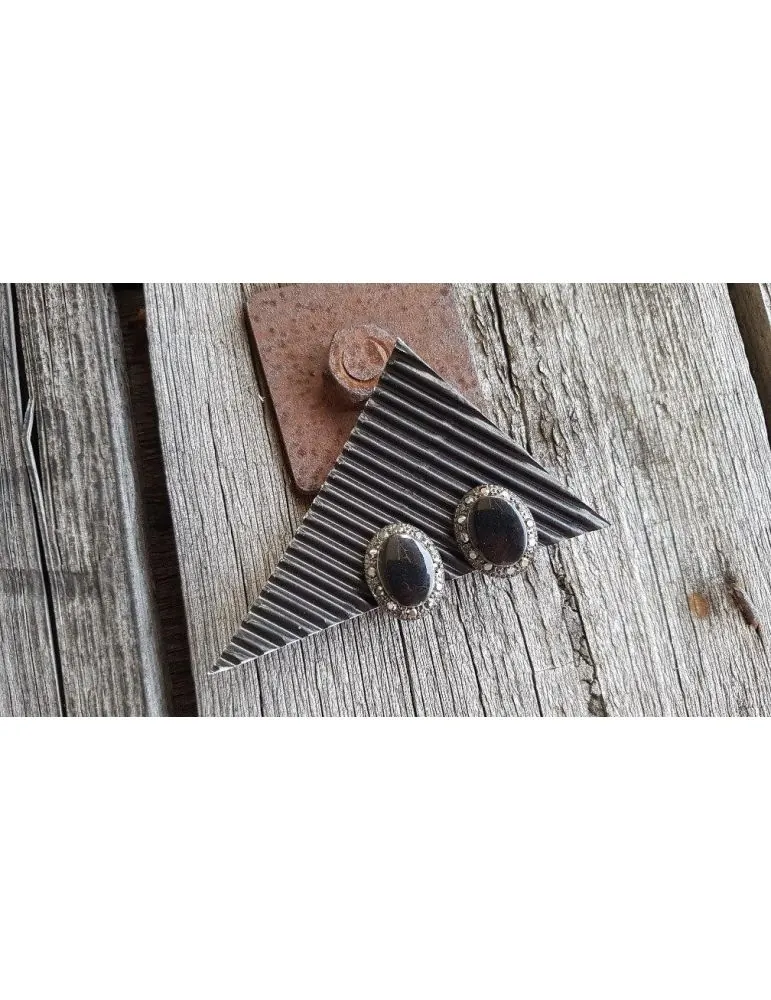 Damen Modeschmuck Ohrclipse schwarz Strass Kunststoff Metall 1308