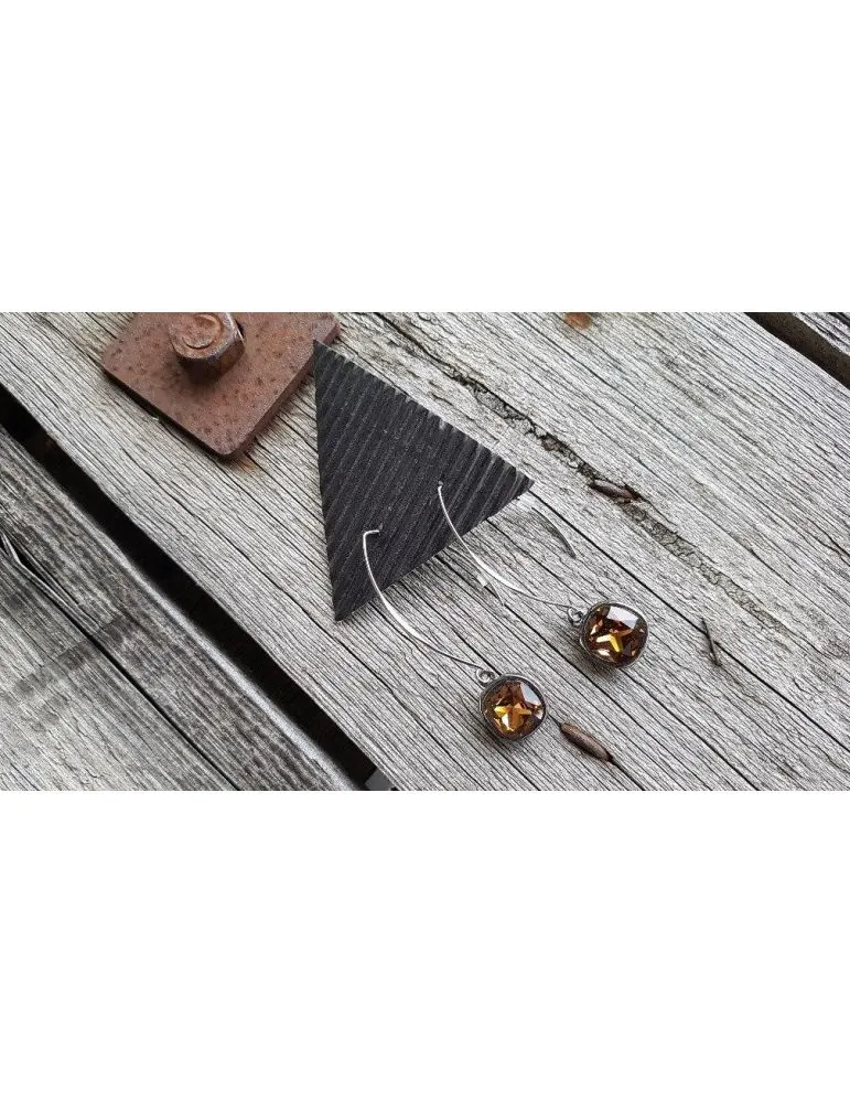 Damen Modeschmuck Ohrhänger grau braun Metall Kunststoff 680029