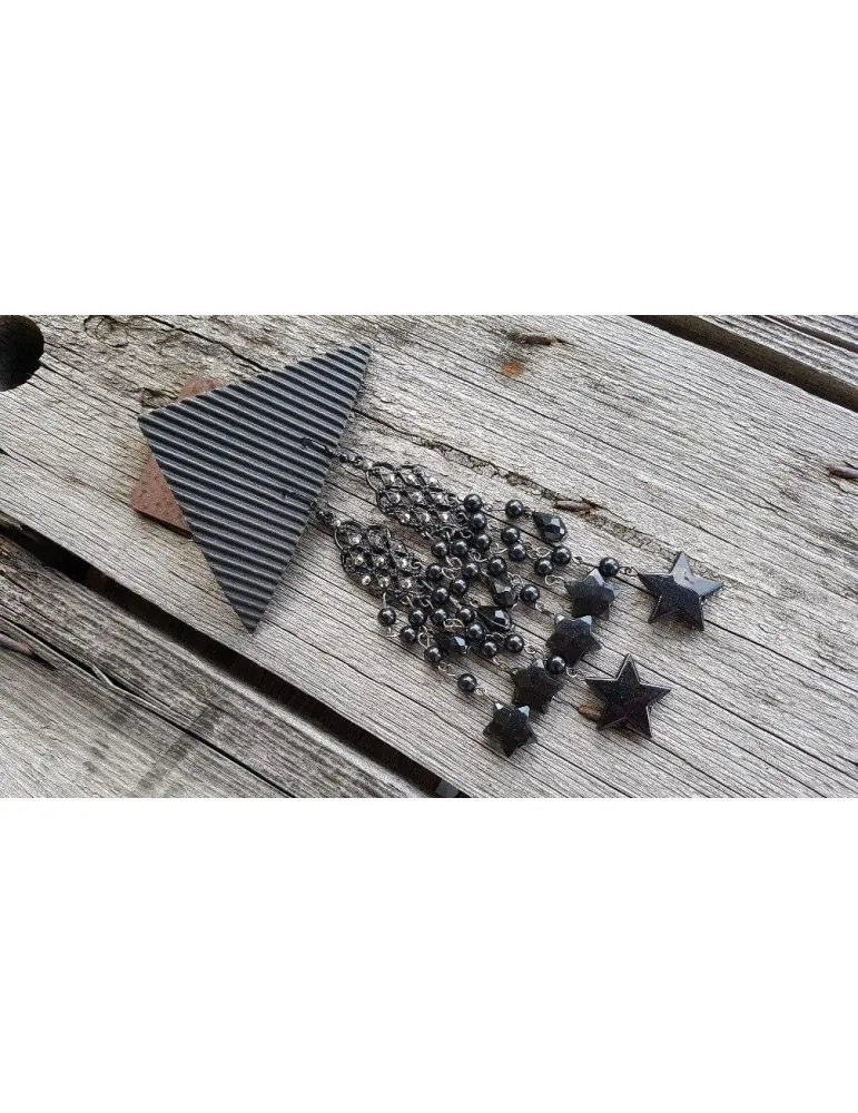Damen Modeschmuck Ohrhänger auffällig schwarz Metall Kunststoff 17520