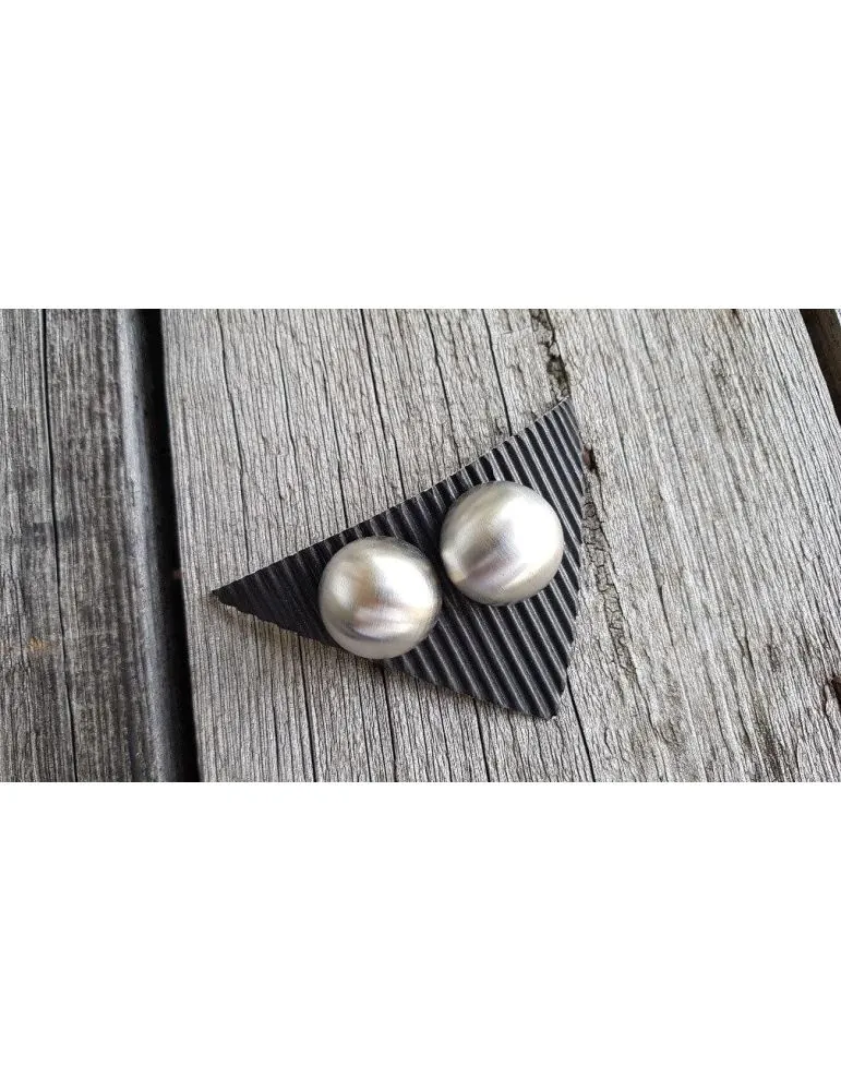 Damen Modeschmuck Ohrstecker silberfarbenen matt rund Metall 720009