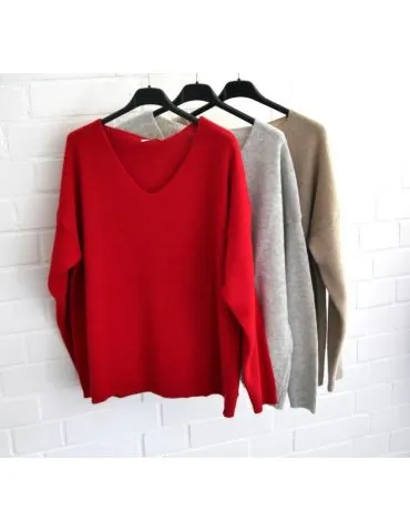 Damen Strick Pullover V-Ausschnitt beige sand mit Kaschmir Wolle Onesize 38 - 42 24477
