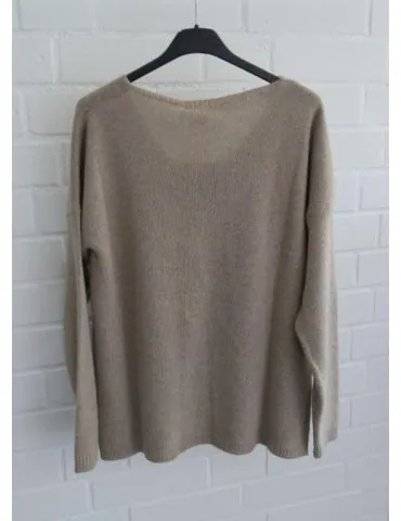 Damen Strick Pullover V-Ausschnitt beige sand mit Kaschmir Wolle Onesize 38 - 42 24477