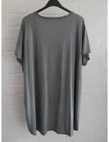 Damen Shirt A-Form kurzarm grau grey V-Ausschnitt Baumwolle Onesize 38 - 46 6561 KA