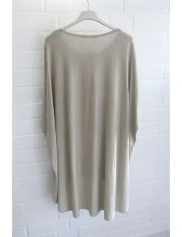 Damen Tunika Shirt Rundhals beige uni verwaschen kurzarm Baumwolle Onesize 40 - 48 3843