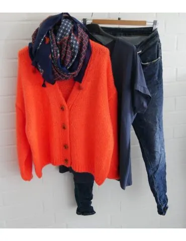 Damen Basic Shirt kurzarm dunkelblau uni Ärmelband Baumwolle Onesize 38 - 42 7401