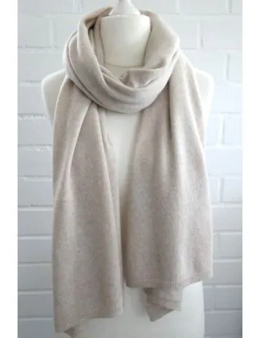 Damen Herren XXL Schal Stola Poncho natur uni mit Wolle und Kaschmir ca. 55 x 200 1010