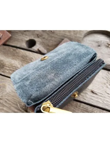 Portemonnaie Geldbörse Börse klein beige Echtes Wildleder 1120W