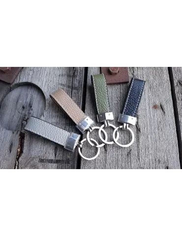 Unisex Schlüsselanhänger Anhänger grau grey Schlaufe Echtes Leder 11106