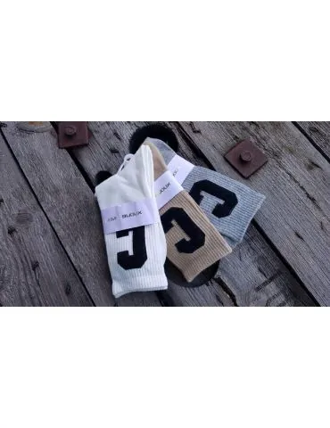 Coole Socken Damenstrümpfe grau schwarz "C" mit...
