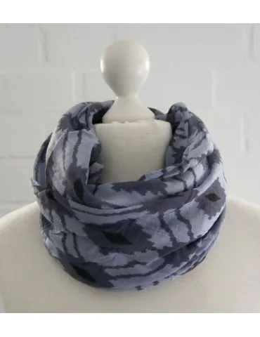 Schal Tuch Loop Made in Italy Seide Baumwolle jeansblau bleu Muster S 561