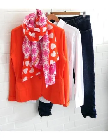 ESViViD Damen Bluse weiß white edel schlicht Basic uni mit Jersey Einsatz