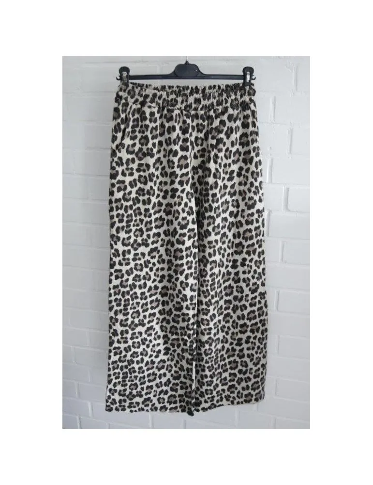 Marlene Hose beige schwarz taupe Leo mit Baumwolle