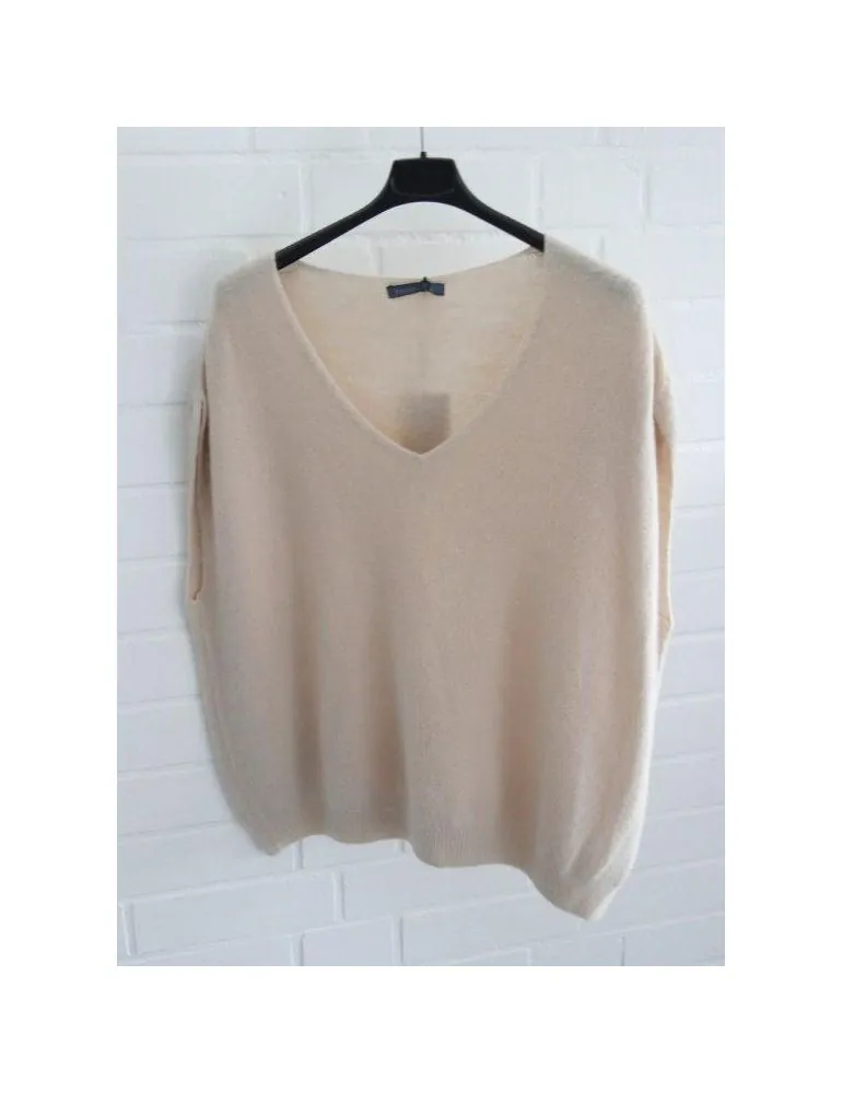 Damen Pullunder Plussize V-Ausschnitt hellbeige mit Alpaka Onesize 38 - 46 AP2343