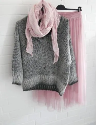 XXL Damen Schal Tuch rose rosa verwaschen 100% Baumwolle Asymmetrisch