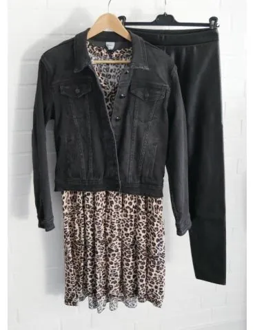 Bequeme Damen Kunstleder Leggings schwarz black...