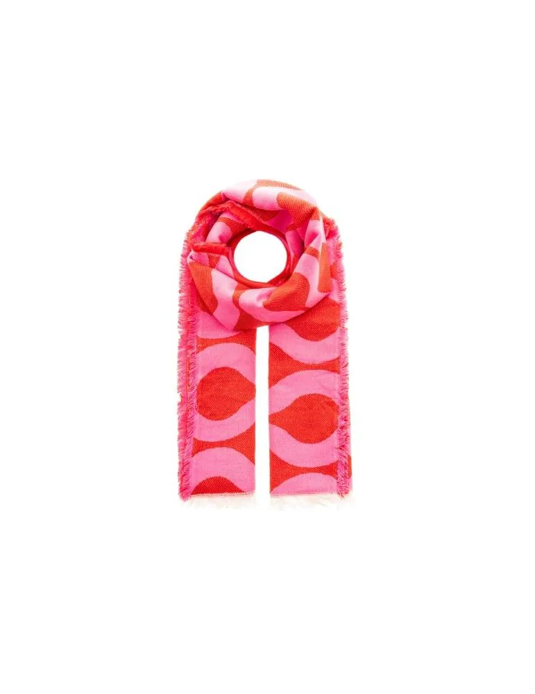 XXL Schal  Viskose Tuch pink rot Wellen mit Wolle und Baumwolle 80 x 180 3014A
