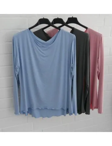 Damen Shirt langarm weiter anthrazit grau uni...