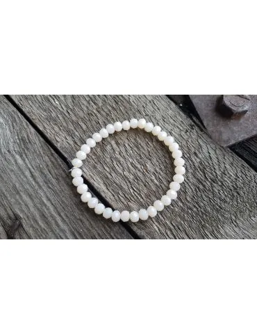 Armband Kristallarmband Perlen groß creme beige Glitzer Schimmer elastisch 12589