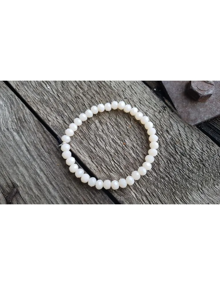 Armband Kristallarmband Perlen groß creme beige Glitzer Schimmer elastisch 12589
