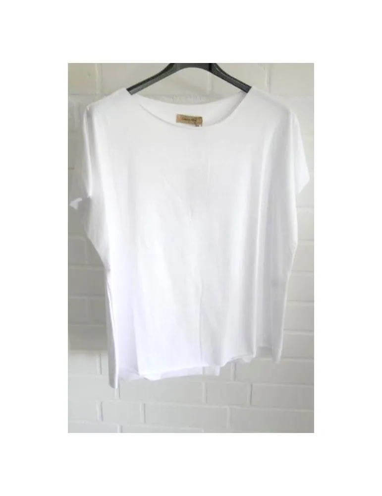 Damen Shirt kurzarm weiß white mit Baumwolle Onesize 38 - 44 19509