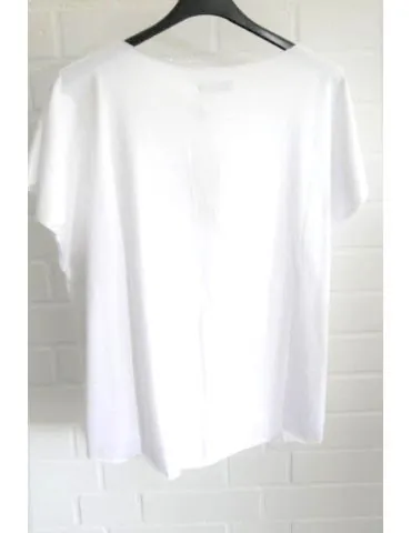 Damen Shirt kurzarm weiß white mit Baumwolle Onesize 38 - 44 19509