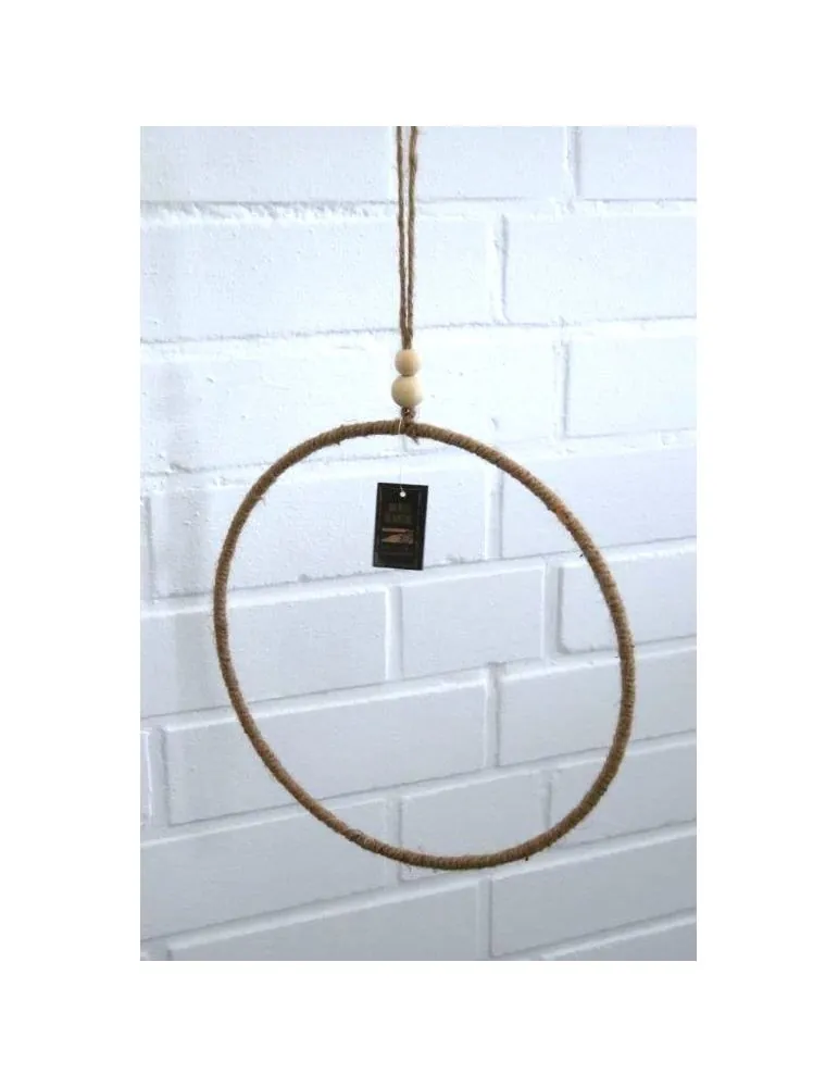 Makrame Deko Ring Kordel Metall Holzperlen 28 cm